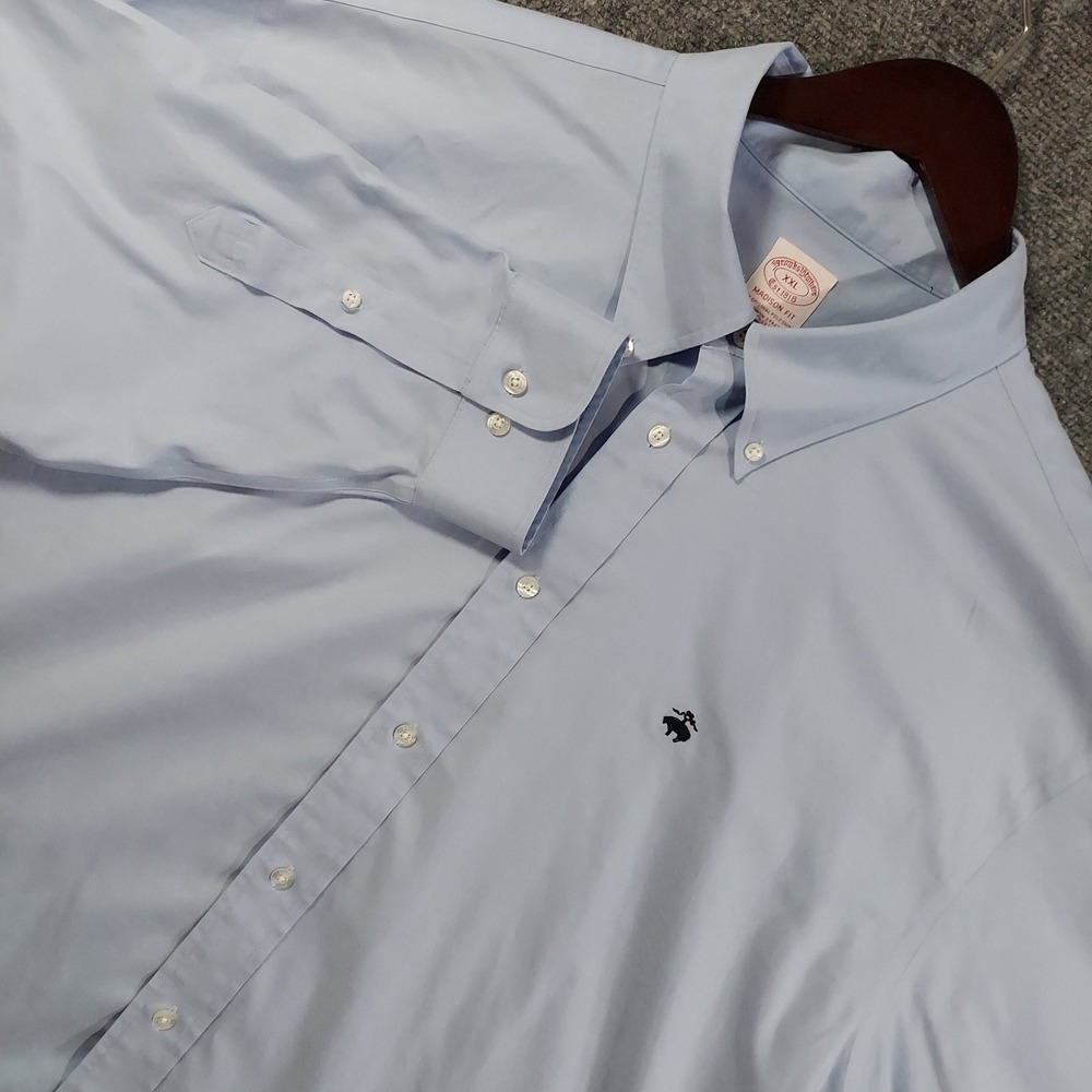 Brooks Brothers Button Down Shirt Mens XXL Blue Madison Fit Non-Iron Stretch